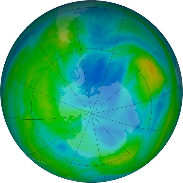 Antarctic ozone map for 13 May 1982